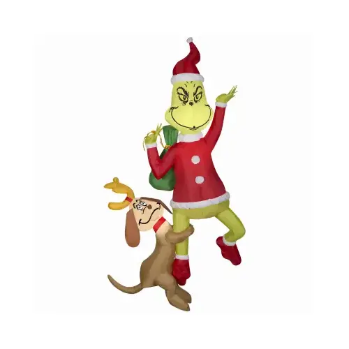 Christmas Inflatable Lawn Decoration, Hanging Grinch and Max, Lighted, 6-Ft. Christmas Inflatable Lawn Decoration, Hanging Grinch and Max, Lighted, 6-Ft.