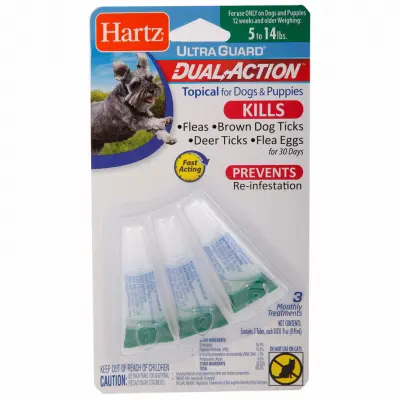 HARTZ MOUNTAIN CORPORATON UltraGuard Dual-Action Topical Flea & Tick Drops 5-14 Lb. Dogs - pack of 3 15648