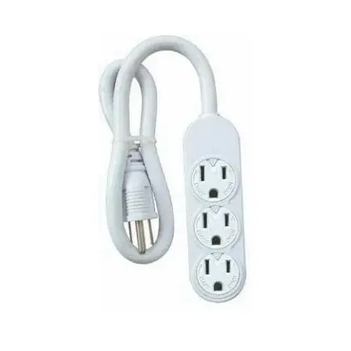 White Mini 3-Outlet Power Strip White Mini 3-Outlet Power Strip