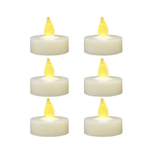 Tea Light LED Candles, Yellow Flicker Flame, Battery-Operated - pack of 6 Tea Light LED Candles, Yellow Flicker Flame, Battery-Operated - pack of 6