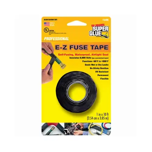 Super Glue E-Z Fuse Silicone Tape, Black, 1 In. x 10 Ft.