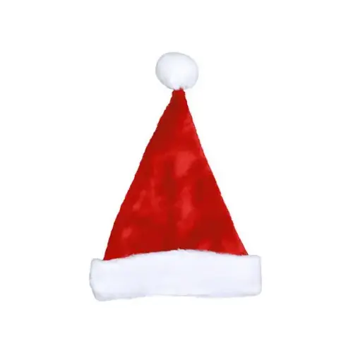 Santa Hat, Red & White Plush, 17-In.