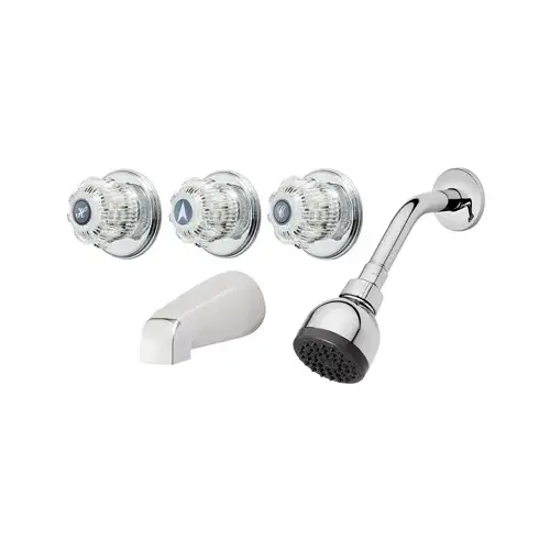 3 Handle Tub & Shower Faucet, Chrome 3 Handle Tub & Shower Faucet, Chrome