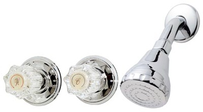 HomePointe 210526 Shower Faucet + Showerhead, 2 Acrylic Handles, Chrome