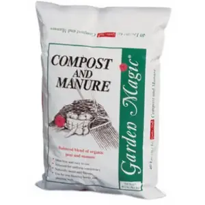 Garden Magic 5240 Compost and Manure, Solid, Dark Brown/Light Brown, Faint Soil, 40 lb Bag