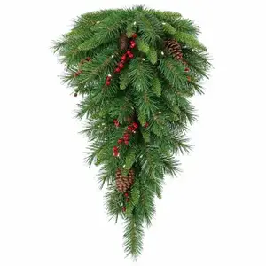 NATIONAL TREE CO-IMPORT WB8-300-30T-B Lighted Woodland Berry Teardrop, 35 Battery-Operated LEDs, 30 x 16-In.