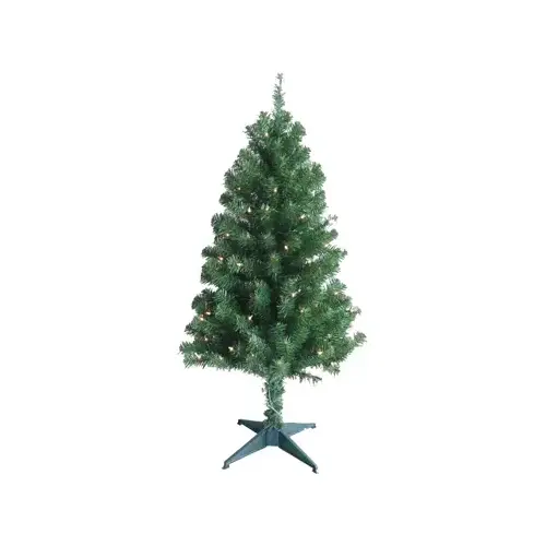 Artificial Pre-Lit Christmas Tree, 100 Clear Lights, Hinged, 4-Ft. Artificial Pre-Lit Christmas Tree, 100 Clear Lights, Hinged, 4-Ft.