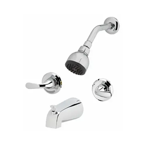 Shower Faucet + Showerhead, 2 Lever Handle, Chrome Finish Shower Faucet + Showerhead, 2 Lever Handle, Chrome Finish