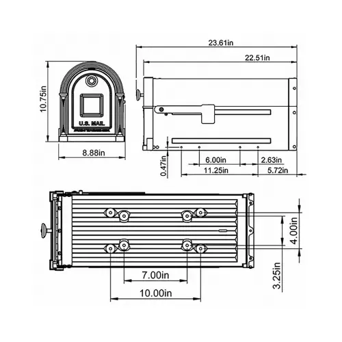 Garrison Post-Mount Mailbox, Large, Venetian Bronze Steel Garrison Post-Mount Mailbox, Large, Venetian Bronze Steel