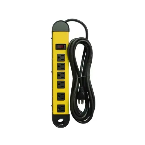 Power Strip, 6-Outlet, Metal Power Strip, 6-Outlet, Metal
