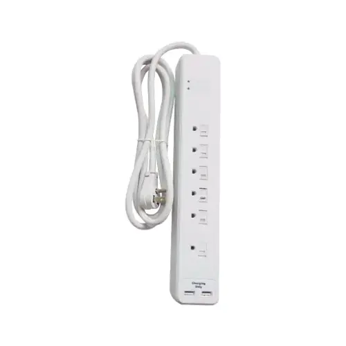 Surge Strip, 6 Outlets + 2 USB Ports