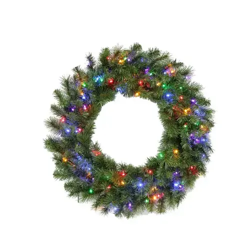 Christmas Wreath, 100 Multi-Color LED Lights, 30-In.