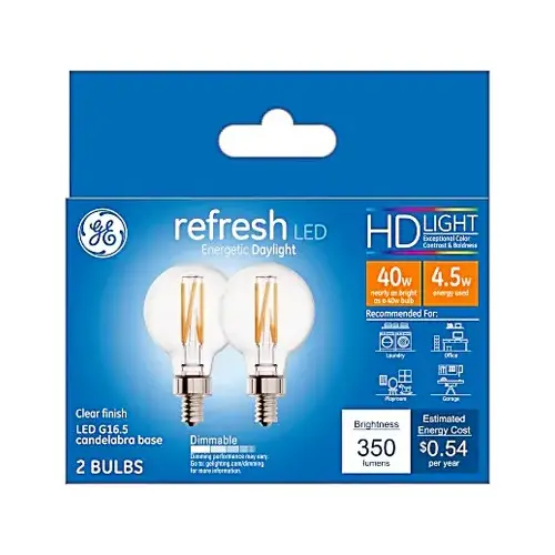 LED Globe Light Bulbs, Clear DayGlobe Light, 350 Lumens, 4.5-Watts Pair LED Globe Light Bulbs, Clear DayGlobe Light, 350 Lumens, 4.5-Watts Pair