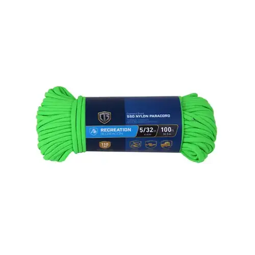 Paracord 550 Nylon Rope, Green, 5/32-In. x 100-Ft. Paracord 550 Nylon Rope, Green, 5/32-In. x 100-Ft.