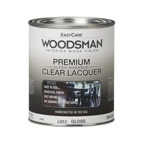Woodsman Lacquer, Protective Finish For Wood & Metal, Clear Gloss, Qt. Woodsman Lacquer, Protective Finish For Wood & Metal, Clear Gloss, Qt.