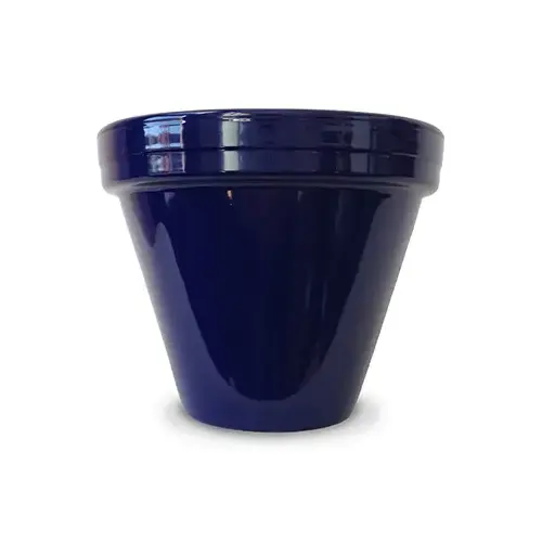 Flower Pot, Cobalt Ceramic, 8.5 x 7.5-In.