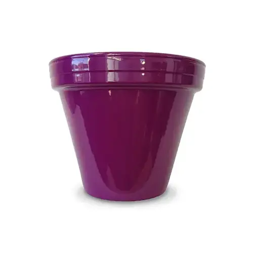 Spring Fever 8-1/2 In. H. x 7-1/2 In. Dia. Violet Clay Flower Pot