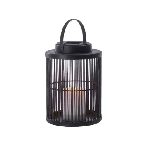 Solar Rattan Basket Lantern, Metal/Resin, LED Candle, 10-In. Solar Rattan Basket Lantern, Metal/Resin, LED Candle, 10-In.