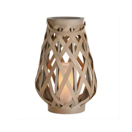 Pear-Shape Criss-Cross Lantern, LED Candle, 17.5-In. Pear-Shape Criss-Cross Lantern, LED Candle, 17.5-In.