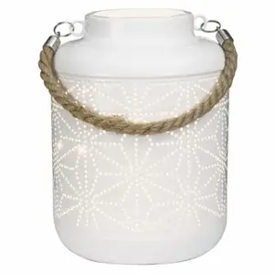 RIMPORTS LLC GL39075 Starburst Lantern, LED Candle Light, White, 7-In.