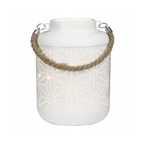 Starburst Lantern, LED Candle Light, White, 7-In. Starburst Lantern, LED Candle Light, White, 7-In.