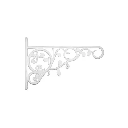Hanging Plant Bracket, Hanging, White Leaves, Cast Aluminum, 9-In.