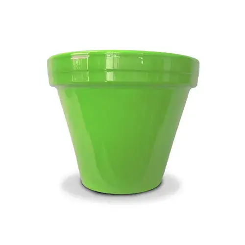 Spring Fever 8-1/2 In. H. x 7-1/2 In. Dia. Bright Green Clay Flower Pot