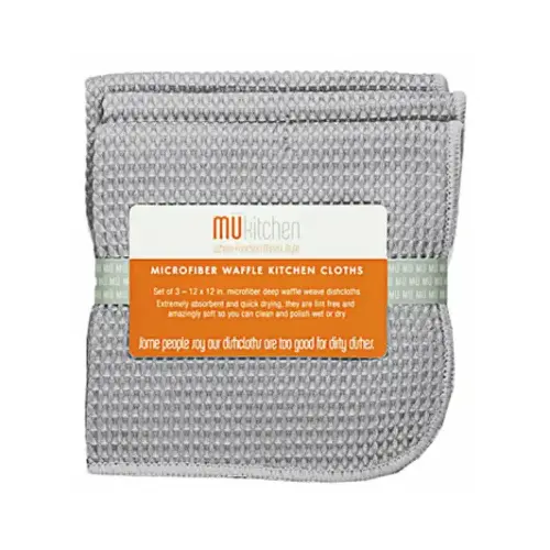 Microfiber Dishcloths, Storm Gray, 12 x 12-In - pack of 3 Microfiber Dishcloths, Storm Gray, 12 x 12-In - pack of 3