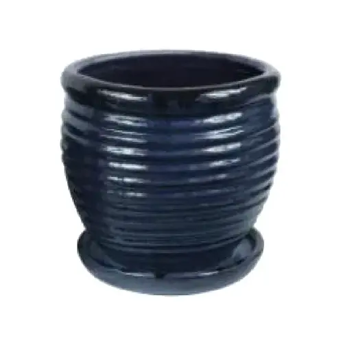 Honey Jar Planter, Drip Blue Ceramic, 9-In. - pack of 2