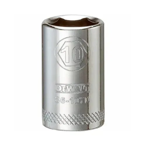 Hand Socket, 10 mm Socket, 1/4 in Drive, 6-Point, Vanadium Steel, Polished Chrome Hand Socket, 10 mm Socket, 1/4 in Drive, 6-Point, Vanadium Steel, Polished Chrome