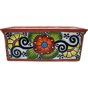 Avera Products APG019045-XCP2 Ceramic Planter, Rectangular, Double-Fired, Hand-Painted, 12-In. - pack of 2