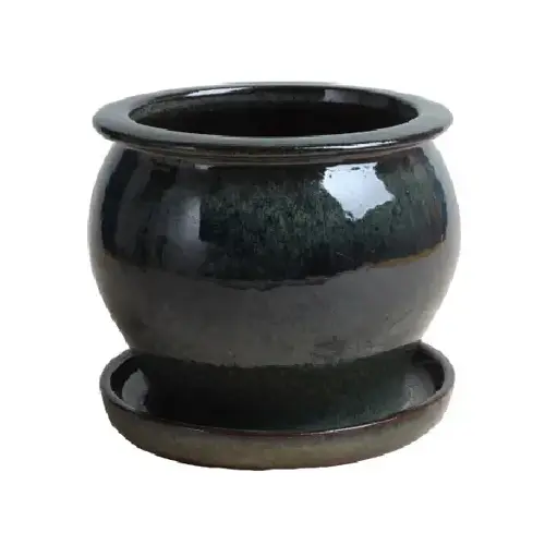 4 In. Studio Planter, Ceramic, Dripping Green
