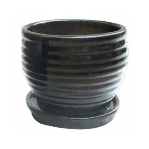 Honey Jar Planter, Drip Green Ceramic, 9-In. - pack of 2