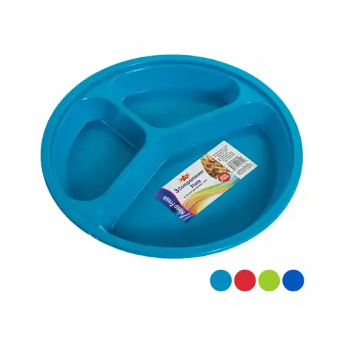 Food Plate, 3-Compartment, Assorted Colors Pair Food Plate, 3-Compartment, Assorted Colors Pair