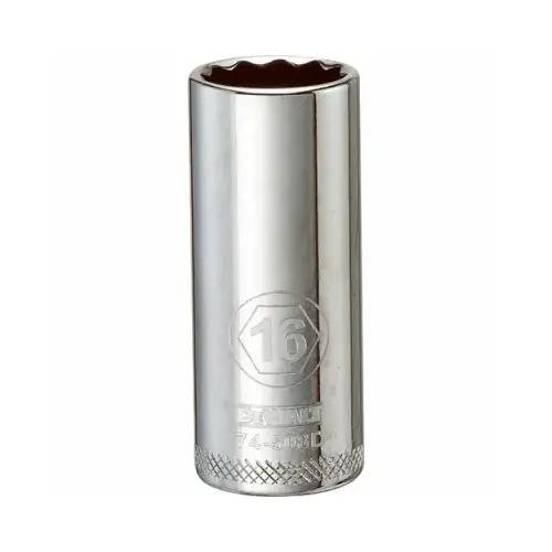 Drive Socket, 16 mm Socket, 3/8 in Drive, 12-Point, Vanadium Steel, Polished Chrome Drive Socket, 16 mm Socket, 3/8 in Drive, 12-Point, Vanadium Steel, Polished Chrome
