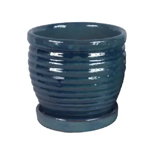 Honey Jar Planter, Aqua Blue Ceramic, 6-In. - pack of 6 Honey Jar Planter, Aqua Blue Ceramic, 6-In. - pack of 6