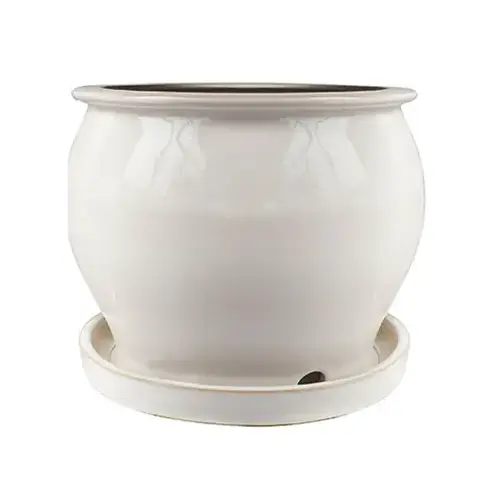 Studio Planter, Cream White Glazed Ceramic, 8-In. - pack of 2 Studio Planter, Cream White Glazed Ceramic, 8-In. - pack of 2