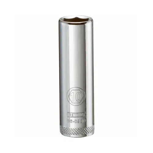 Drive Socket, 10 mm Socket, 1/4 in Drive, 6-Point, Steel, Polished Chrome Vanadium Drive Socket, 10 mm Socket, 1/4 in Drive, 6-Point, Steel, Polished Chrome Vanadium