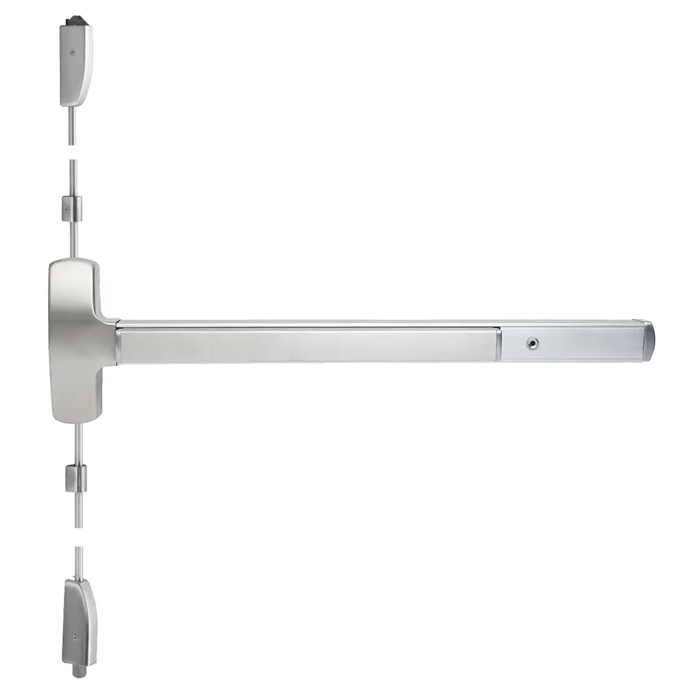 Falcon Motorized Exit Device Satin Aluminum Clear Anodized MEL25V-L-BE-Q 4 628 LHR Falcon Motorized Exit Device Satin Aluminum Clear Anodized MEL25V-L-BE-Q 4 628 LHR