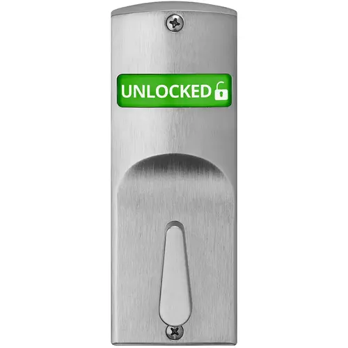 Mortise Indicator Kit for Sectional Trim with Thumbturn, Interior Displays "Unlocked / Locked" in Green & Red Text, Satin Chrome Finish Satin Chrome