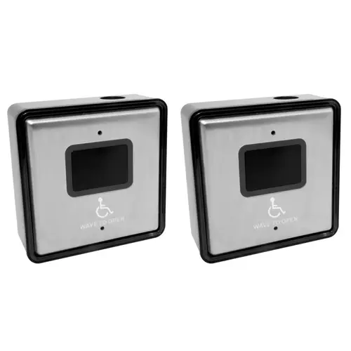 912 Series 2.4Ghz Touchless Actuator Kit, Wheelchair Icon, Includes 2 Switches and Receiver, Stainless Steel Finish Applied 912 Series 2.4Ghz Touchless Actuator Kit, Wheelchair Icon, Includes 2 Switches and Receiver, Stainless Steel Finish Applied