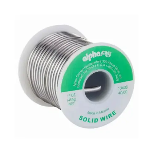Solid Wire Solder 16 oz 0.13" D Tin/Lead 40/60 Solid Wire Solder 16 oz 0.13" D Tin/Lead 40/60