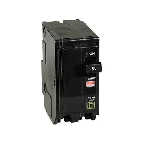 QO Circuit Breaker, Mini, 60 A, 2 -Pole, 120/240 VAC, 48 VDC, Plug Mounting, Black