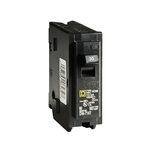 Homeline Circuit Breaker, Mini, 30 A, 1 -Pole, 120 V, Plug Mounting, Black Homeline Circuit Breaker, Mini, 30 A, 1 -Pole, 120 V, Plug Mounting, Black