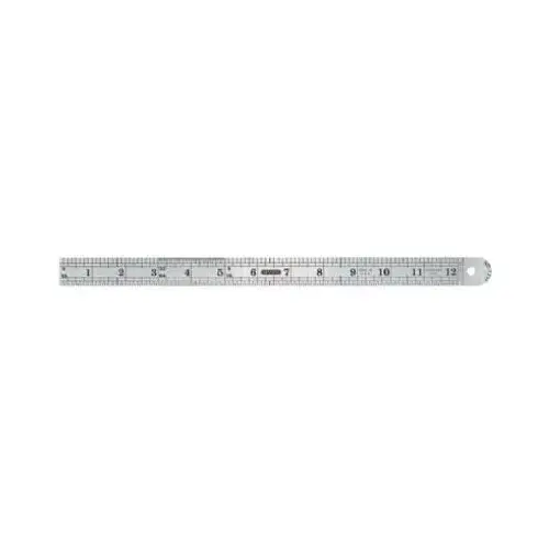 Precision Measuring Ruler, SAE/Metric Graduation, Stainless Steel, Black, 7/8 in W Precision Measuring Ruler, SAE/Metric Graduation, Stainless Steel, Black, 7/8 in W
