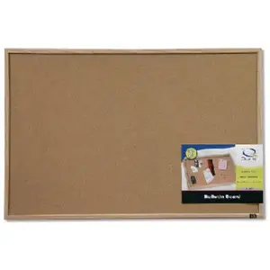 QUARTET MFG. 35-380352Q Cork Bulletin Board with Oak Frame, 23 x 35 In.