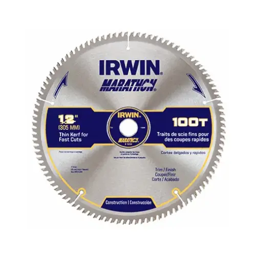 Table Saw Blade, 12 in Dia, 1 in Arbor, 100-Teeth, Carbide Cutting Edge Silver Table Saw Blade, 12 in Dia, 1 in Arbor, 100-Teeth, Carbide Cutting Edge Silver