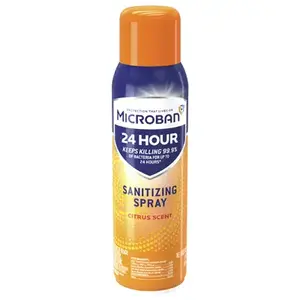 MICROBAN 48626 Disinfectant Sanitizing Spray, 15 fl-oz, Aerosol, Citrus, Clear