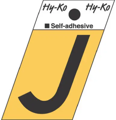 Hy-Ko Letter 1-1/2 Black Aluminum Self-Adhesive J - pack of 10 GR-10/J-XCP10
