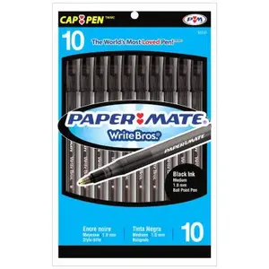 Paper Mate 9333499C Write Bros Pens, Black Ink - pack of 10